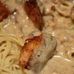 plate of creamy chicken lazone & pasta